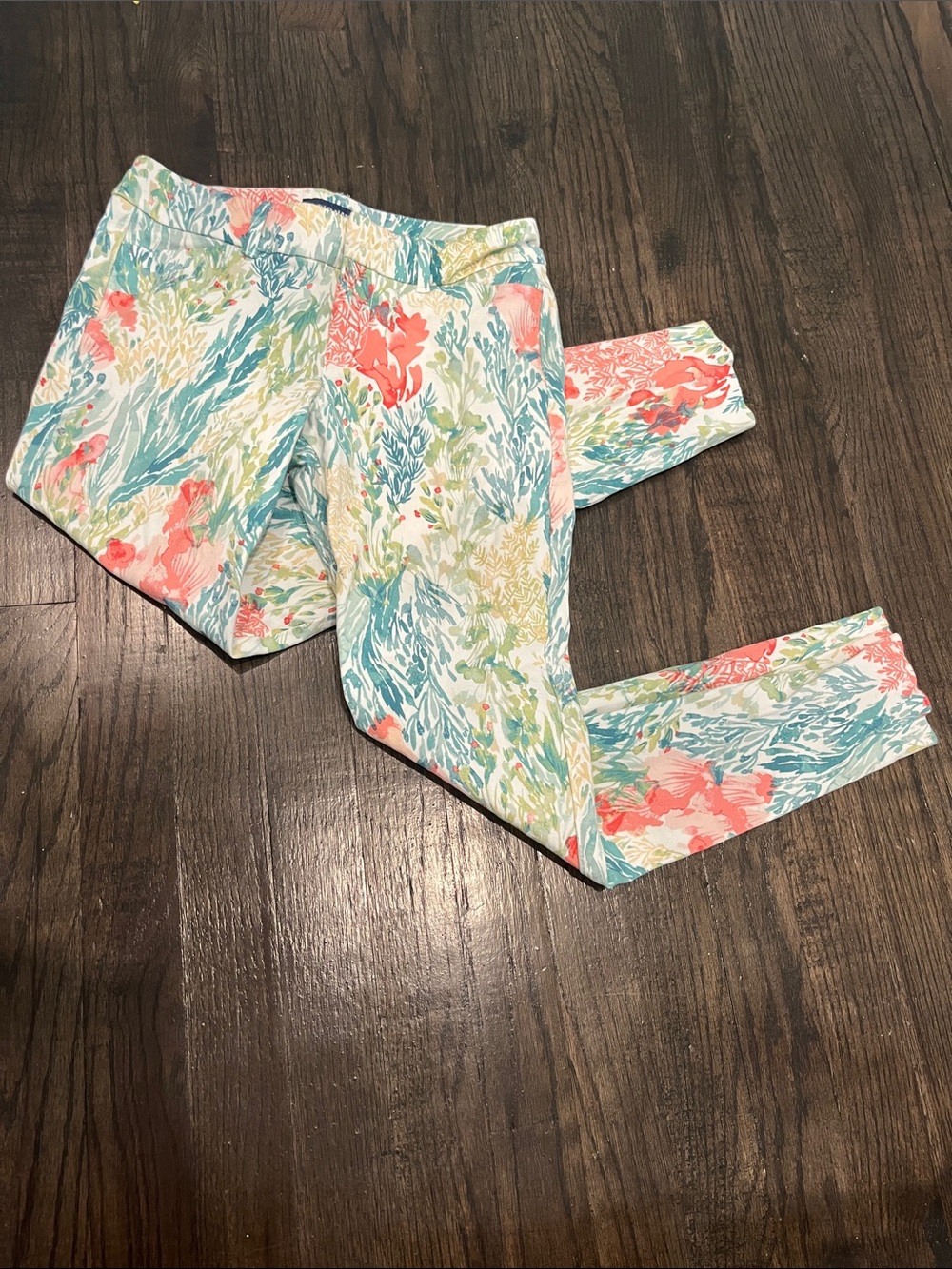 Old Navy Floral Skinny Pants - Coral, Aqua & Mint